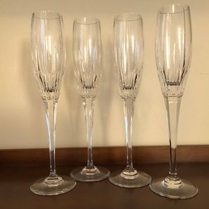 4 Crystal Champagne Flutes